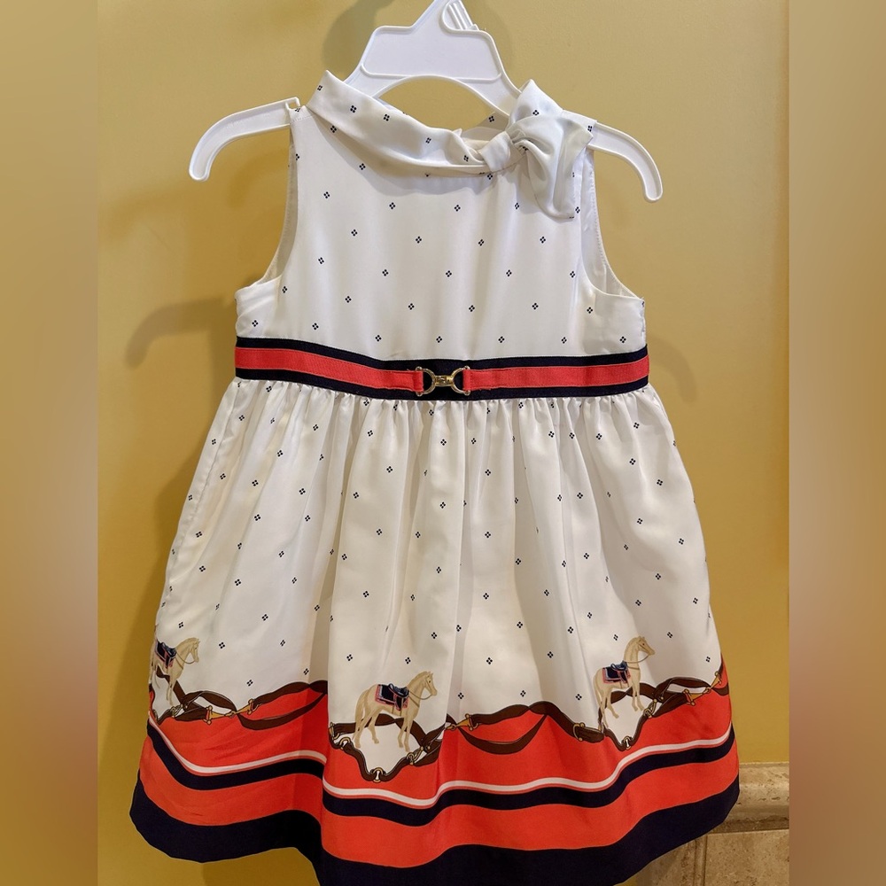 Janie and Jack White Dress with Red and Black Accents